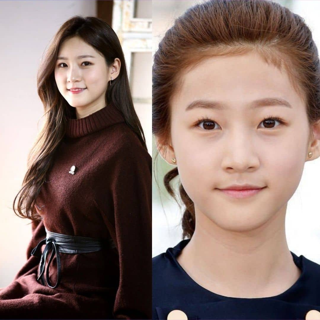 Kim Sae-ron adulta à esquerda e adolescente à direta.